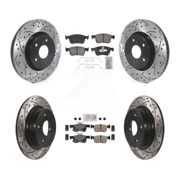 Front Rear Ceramic Pads And Coated Drilled Slotted Disc Brake Rotors Kit For Honda Accord KDA-102875