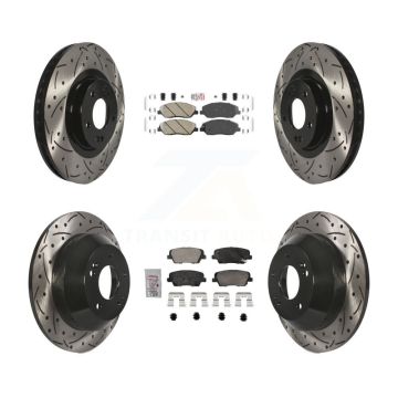Front Rear Ceramic Pad Drill Slot Brake Rotors Kit For 2013-2016 Hyundai Santa Fe XL 3.3L KDA-102884
