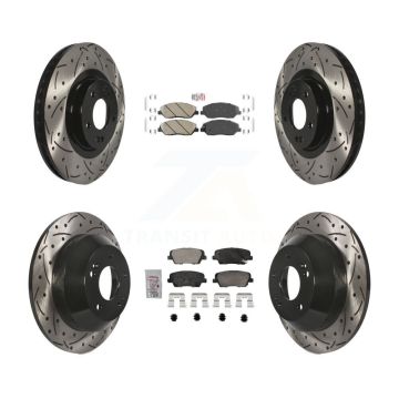 Front Rear Ceramic Pad Drill Slot Brake Rotors Kit For 2013-2016 Hyundai Santa Fe XL 3.3L KDA-102886