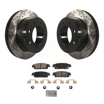 Rear Coated Drilled Slotted Disc Brake Rotors And Ceramic Pads Kit For Chevrolet Suburban KDA-102906
