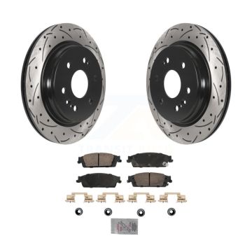 Rear Drilled Slot Brake Rotors Ceramic Pad Kit For Chevrolet Silverado 1500 LD GMC Sierra KDA-102907
