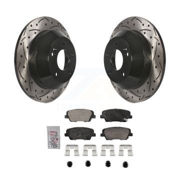 Rear Drilled Slot Brake Rotor & Ceramic Pad Kit For Hyundai Santa Fe Sport Kia Sorento XL KDA-102911