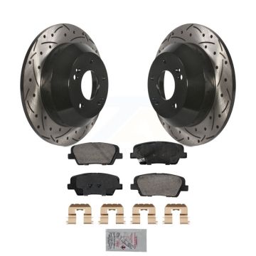 Rear Drilled Slot Brake Rotor & Ceramic Pad Kit For Hyundai Santa Fe Sport Kia Sorento XL KDA-102912