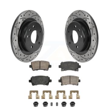 Rear Drilled Slot Brake Rotor & Ceramic Pad Kit For 2016 Chevrolet Malibu Carryover Model KDA-102917