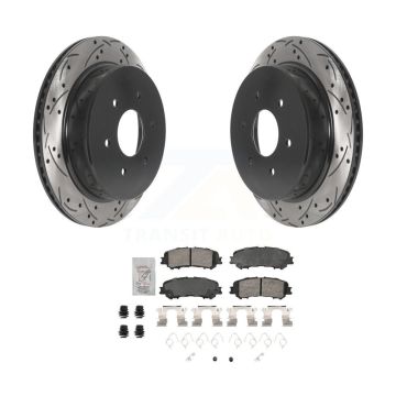 Rear Coated Drilled Slotted Disc Brake Rotor & Ceramic Pad Kit For 2017-2023 Nissan TITAN KDA-102918