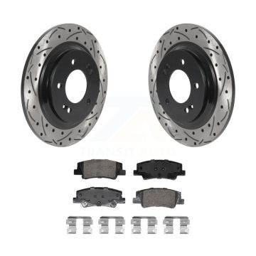 Rear Coated Drilled Slotted Disc Brake Rotors & Ceramic Pad Kit For Hyundai Sonata Kia K5 KDA-102920