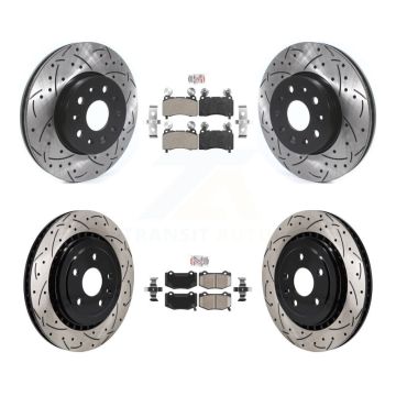 Front Semi-Metallic Rear Ceramic Pad Drill Slot Disc Brake Rotor Kit For Chevrolet Camaro KDA-102956