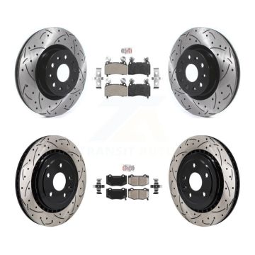 Front Semi-Metallic Rear Ceramic Pad Drill Slot Disc Brake Rotor Kit For Chevrolet Camaro KDA-102957