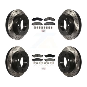 Front Rear Semi-Metallic Pad & Drilled Slot Brake Rotor Kit For GMC Savana 2500 Chevrolet KDA-102960