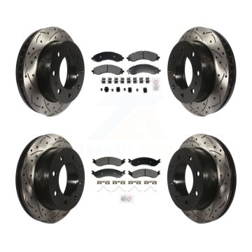 Front Rear Semi-Metallic Pad & Drilled Slot Brake Rotor Kit For GMC Savana 2500 Chevrolet KDA-102961