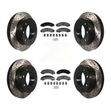 Front Rear Semi-Metallic Pad & Drilled Slot Brake Rotor Kit For GMC Savana 2500 Chevrolet KDA-102962