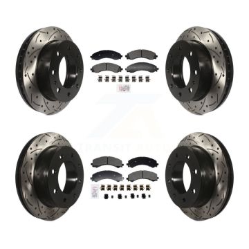 Front Rear Semi-Metallic Pad & Drilled Slot Brake Rotor Kit For GMC Savana 2500 Chevrolet KDA-102963