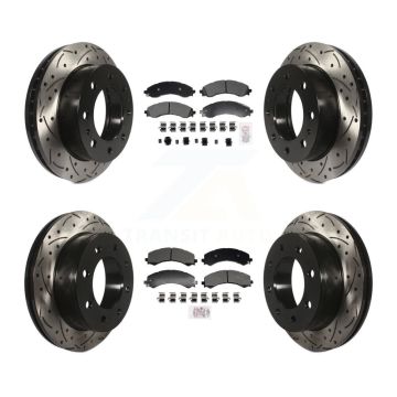 Front Rear Semi-Metallic Pad & Drilled Slot Brake Rotor Kit For GMC Savana 2500 Chevrolet KDA-102964