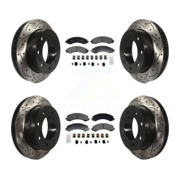 Front Rear Semi-Metallic Pad & Drilled Slot Brake Rotor Kit For GMC Savana 2500 Chevrolet KDA-102965