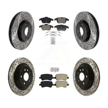 Front Rear Semi-Metallic Pad & Coated Drilled Slotted Disc Brake Rotors Kit For Volvo S60 KDA-102967
