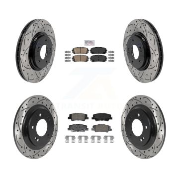 Front Rear Ceramic Pad Coated Drilled Slot Disc Brake Rotor Kit For Hyundai Sonata Kia K5 KDA-102972