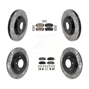 Front Rear Ceramic Pad Coated Drilled Slot Disc Brake Rotor Kit For Hyundai Sonata Kia K5 KDA-102973