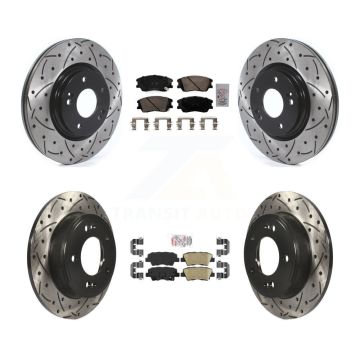 Front Rear Ceramic Pads And Coated Drilled Slotted Disc Brake Rotors Kit For Kia Soul KDA-102974