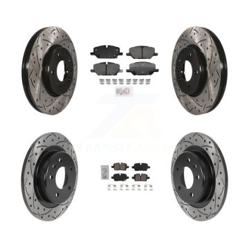 Front Rear Ceramic Pad & Drilled Slot Brake Rotor Kit For GMC Terrain w 321mm KDA-102975