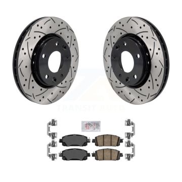 Front Coated Drilled Slotted Disc Brake Rotor And Ceramic Pad Kit For Nissan Kicks Sentra KDA-102978