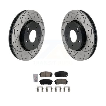 Front Coated Drilled Slotted Disc Brake Rotors And Ceramic Pads Kit For Hyundai Elantra KDA-102983