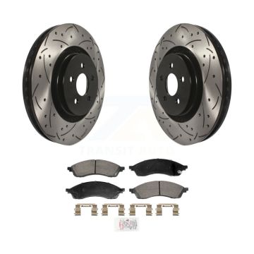Front Coated Drilled Slotted Disc Brake Rotors And Ceramic Pads Kit For Lincoln Nautilus KDA-102984