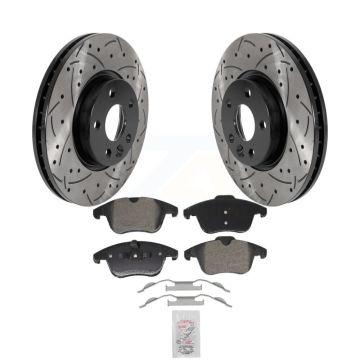 Front Drill Slot Brake Rotor Semi-Metallic Pad Kit For Volvo Land Rover Range Evoque XC70 KDA-102987