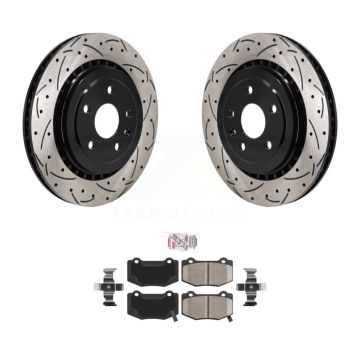 Rear Coated Drill Slot Disc Brake Rotor Ceramic Pad Kit For Chevrolet Camaro Cadillac ATS KDA-102996