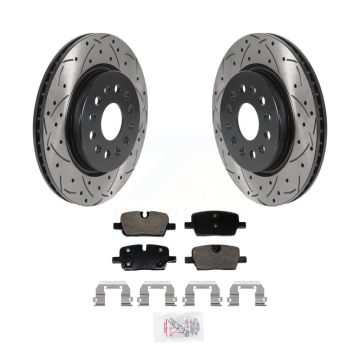 Rear Drilled Slot Brake Rotors Ceramic Pad Kit For Chevrolet Traverse Blazer Cadillac GMC KDA-103000