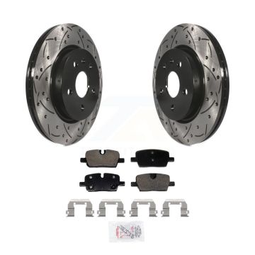 Rear Coated Drilled Slotted Disc Brake Rotors And Ceramic Pads Kit For Cadillac CT5 KDA-103001