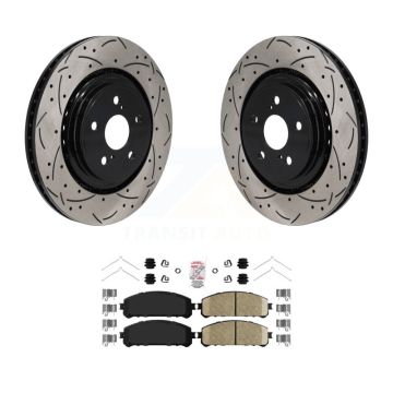 Front Coated Drill Slot Disc Brake Rotors Ceramic Pad Kit For 2020-2022 Toyota Highlander KDA-103012