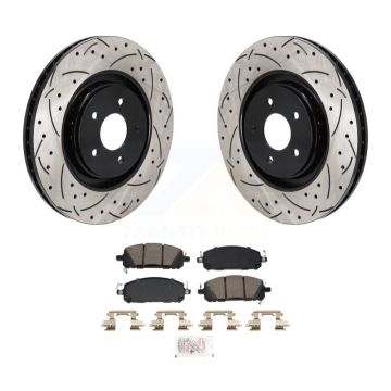 Front Drilled Slot Brake Rotor Ceramic Pad Kit For Mitsubishi Outlander Nissan Pathfinder KDA-103016