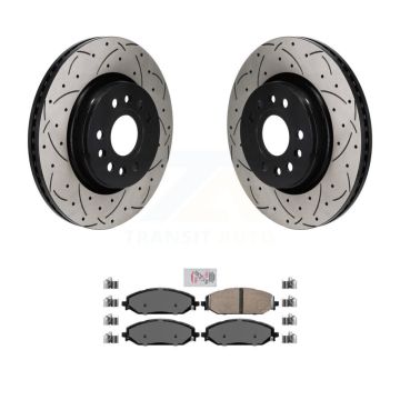 Front Coat Drill Slot Disc Brake Rotor Ceramic Pad Kit For Ram 1500 Jeep Wagoneer Grand L KDA-103019