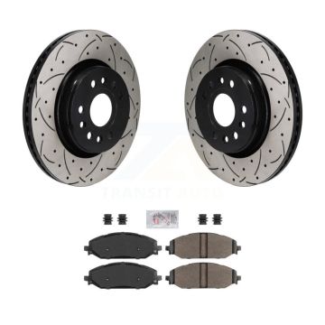 Front Drilled Slot Brake Rotor & Semi-Metallic Pad Kit For Ram 1500 Jeep Wagoneer Grand L KDA-103020