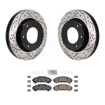 Front Coated Drilled Slotted Disc Brake Rotors And Ceramic Pad Kit For Ford Ranger Bronco KDA-103025