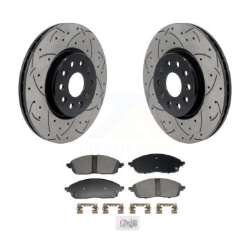 Front Coated Drilled Slotted Disc Brake Rotor & Ceramic Pad Kit For Jeep Grand Cherokee L KDA-103028