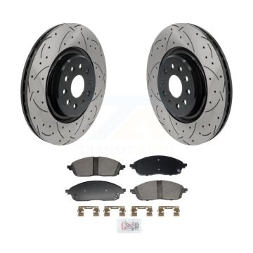 Front Coated Drilled Slotted Disc Brake Rotor & Ceramic Pad Kit For Jeep Grand Cherokee L KDA-103029