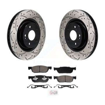 Front Coated Drilled Slot Disc Brake Rotor & Ceramic Pad Kit For 2022-2023 Acura MDX 3.5L KDA-103034