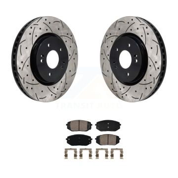 Front Drill Slot Brake Rotors Ceramic Pad Kit For Hyundai Tucson Kia Sportage Ioniq 5 EV6 KDA-103035
