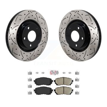 Front Coated Drilled Slot Disc Brake Rotors Ceramic Pad Kit For 2021 Mazda 6 Turbocharged KDA-103043