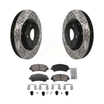 Front Coated Drilled Slotted Disc Brake Rotor And Ceramic Pad Kit For Nissan Rogue Select KDA-103045