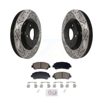 Front Coated Drilled Slotted Disc Brake Rotor And Ceramic Pad Kit For Nissan Rogue Select KDA-103046