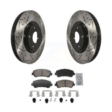 Front Coated Drilled Slotted Disc Brake Rotors And Ceramic Pad Kit For Nissan Sentra Juke KDA-103047