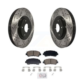Front Coated Drilled Slotted Disc Brake Rotors And Ceramic Pad Kit For Nissan Sentra Juke KDA-103048