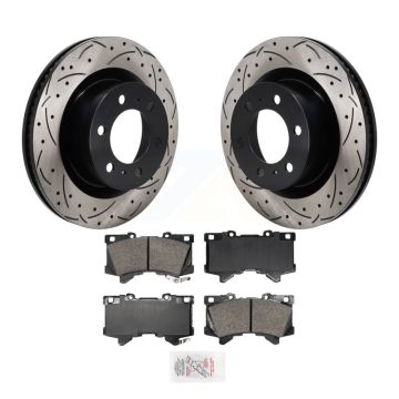 Front Drilled Slot Disc Brake Rotor Ceramic Pad Kit For Toyota Tundra Sequoia Lexus LX600 KDA-103049