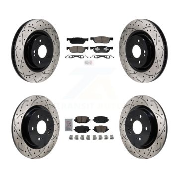 Front Rear Ceramic Pad Coat Drill Slot Disc Brake Rotors Kit For 2022-2023 Acura MDX 3.5L KDA-103050