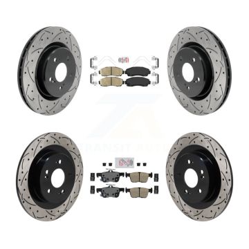 Front Rear Ceramic Pad Coat Drill Slot Disc Brake Rotors Kit For 2021-2023 Acura TLX 2.0L KDA-103051