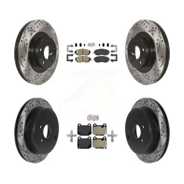 Front Ceramic Rear Semi-Metallic Pad Coat Drill Slot Disc Brake Rotors Kit For Subaru BRZ KDA-103055