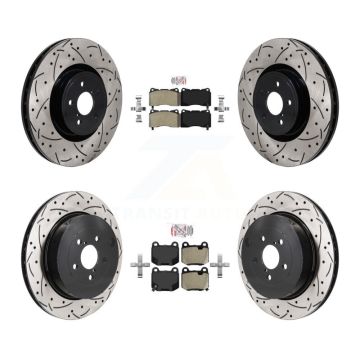 Front Rear Semi-Metallic Pad & Drilled Slot Disc Brake Rotor Kit For Subaru BRZ Toyota 86 KDA-103058