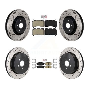 Front Semi-Metallic Rear Ceramic Pad Drill Slot Brake Rotors Kit For 2017 Subaru BRZ Base KDA-103059